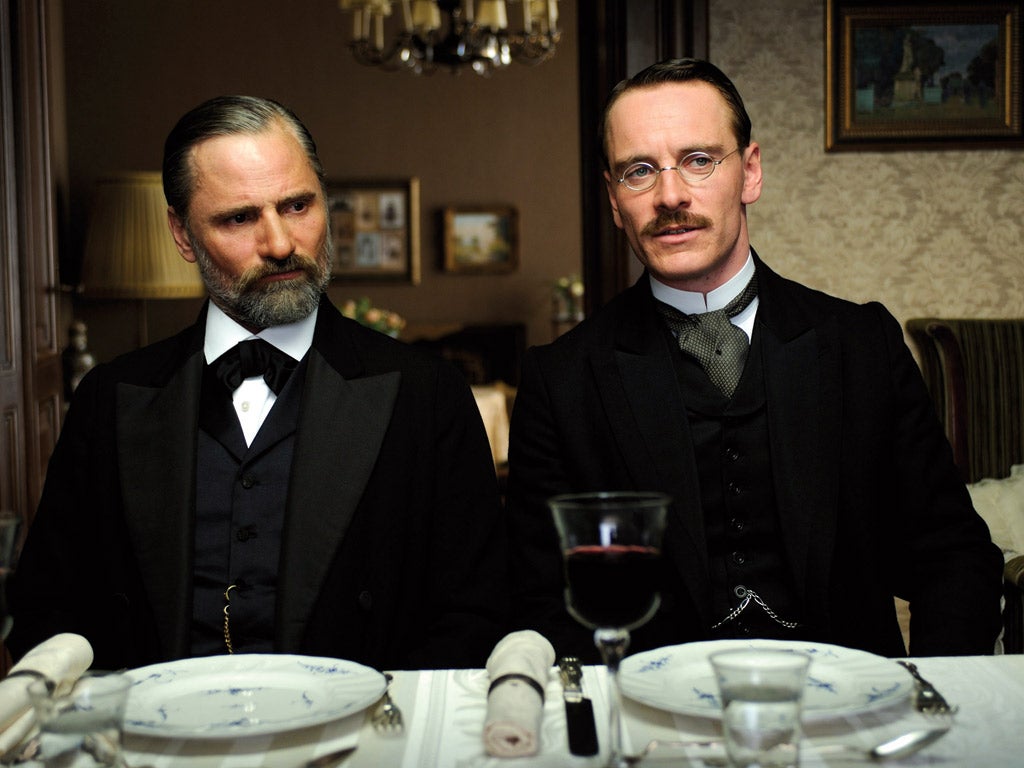 Viggo Mortensen and Michael Fassbender as Sigmind Freud and Dr Carl Jung