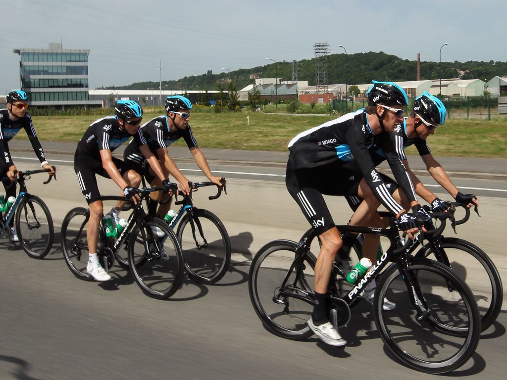Team Sky go on a training ride in Liège ahead of the Tour's start