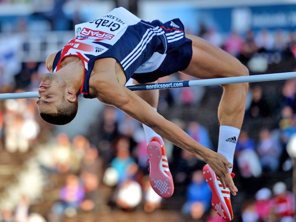 Robbie Grabarz on his way to high jump victory