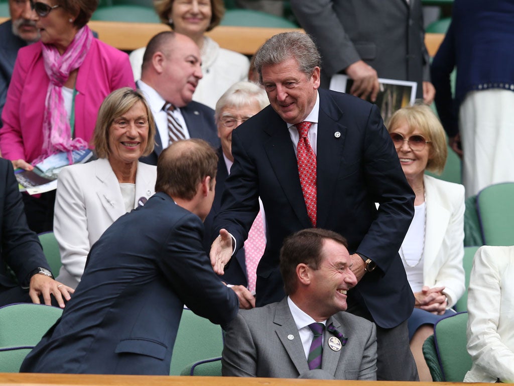 Roy Hodgson shakes hands with Prince William