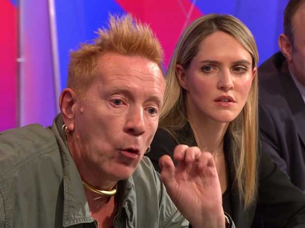 John Lydon with Louise Mensch on Question Time last night