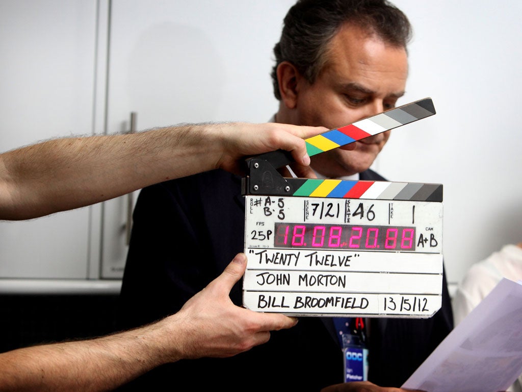 Hugh Bonneville on set