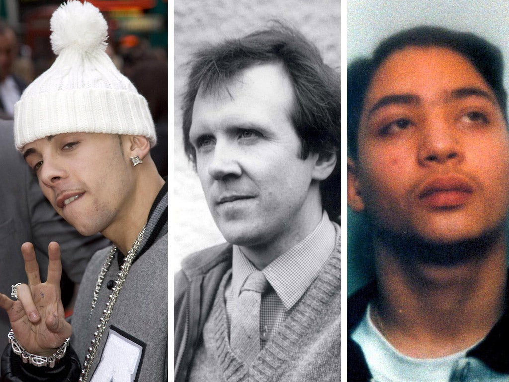 L-R: Rapper Dappy, murdered headteacher Philip Lawrence and killer Learco 'Leo' Chindamo