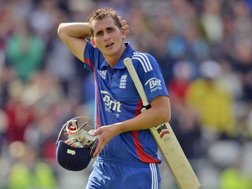 The moment of frustration for Alex Hales as he walks off after being bowled for 99 at Trent Bridge