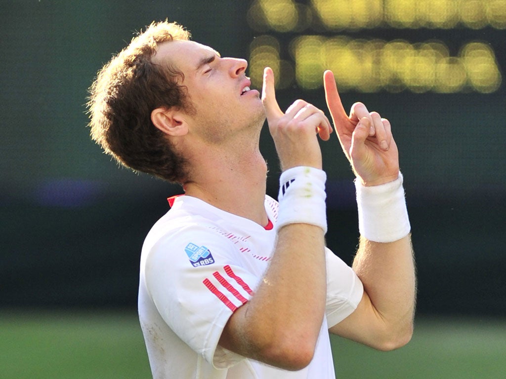 Andy Murray celebrates after reaching the final