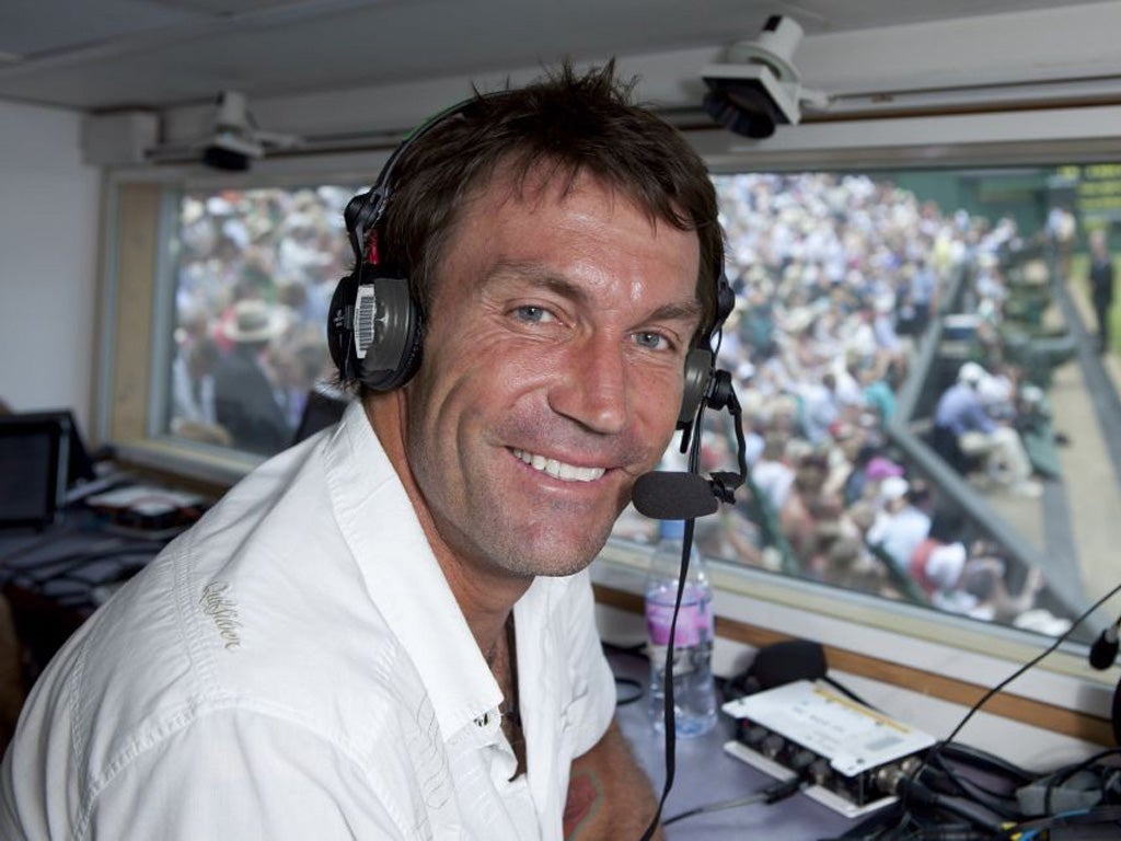 Pat Cash in the BBC commentary box