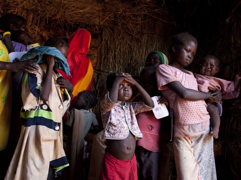 Refugees queue at the Yida camp in South Sudan last week