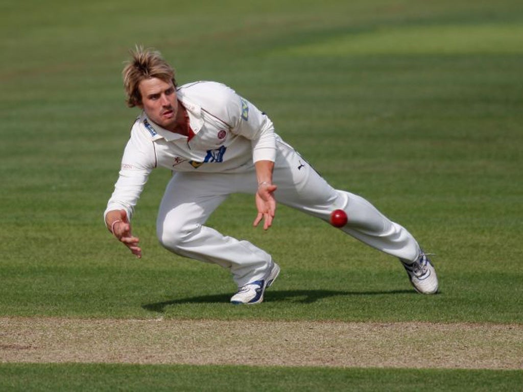 Nick Compton: Scored an unbeaten 42 for Somerset as they went
through