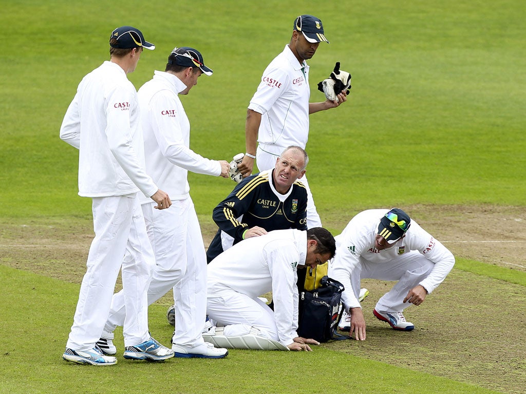 Mark Boucher receives treatment