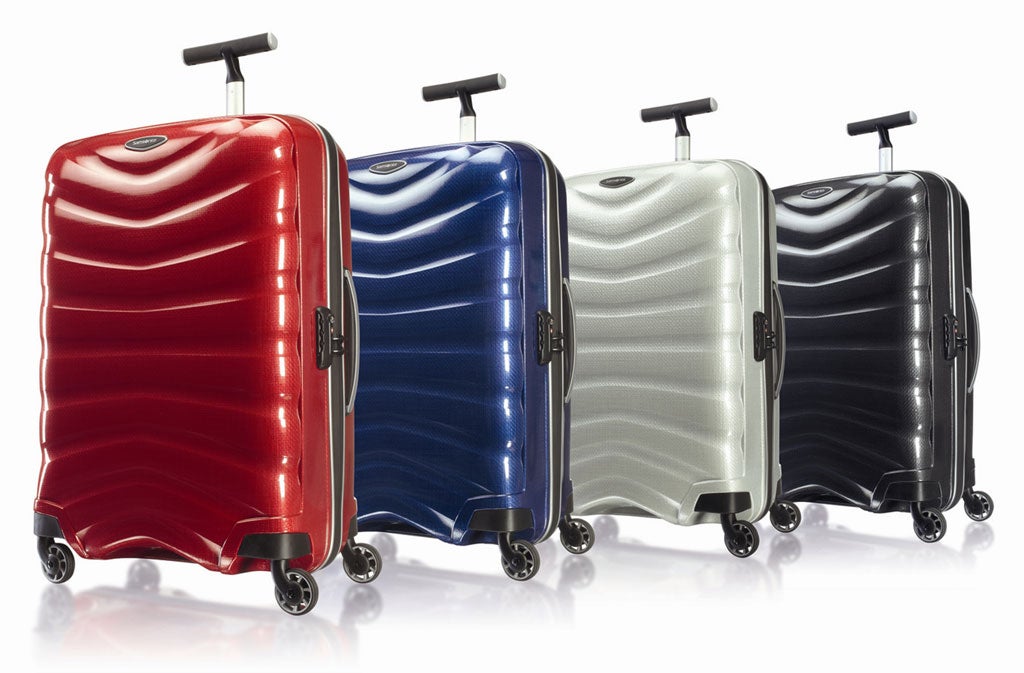 4. Samsonite Firelite Spinner £295, samsonite.co.uk This four-wheeled hard-sided big case is impressively light, managing 94l capacity but weighing just 2.9kg &#x2013; and the cabin size weighs less than a large bottle of water. Choose a bright colour like red so you don&#x2019;t spend ages at the carousel squinting at endless identical black cases.