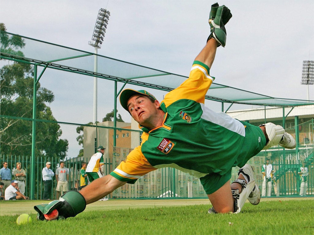 Mark Boucher was forced to retire after being hit by a flying bail