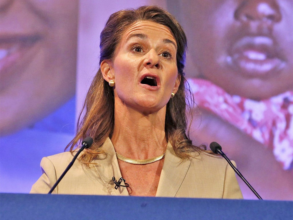 Melinda Gates speaks at the summit in London yesterday