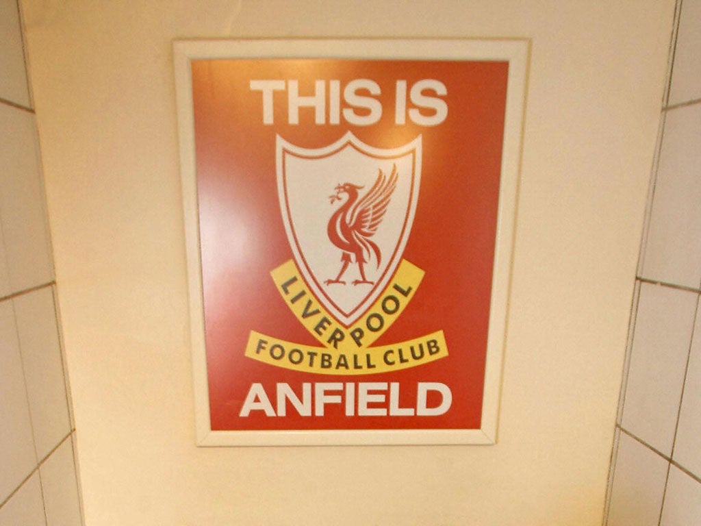 The famous sign that hangs in the tunnel at Anfield