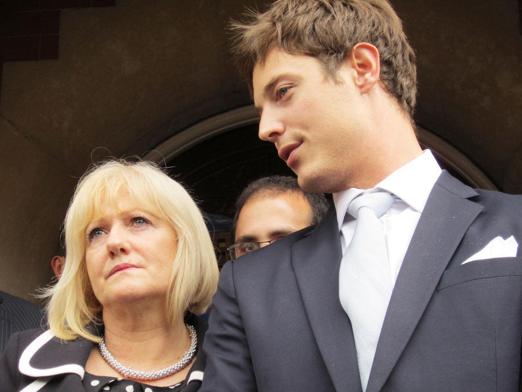 Kane Gorny's mother Rita Cronin with her lawyer outside court