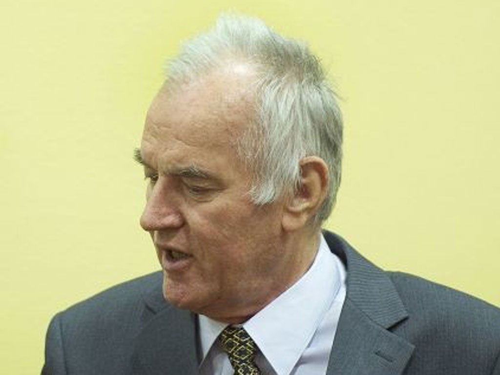 Mladic at the beginning of the trial in May