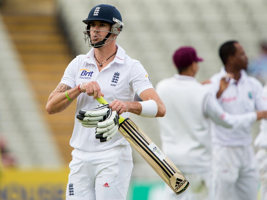 Kevin Pietersen (left) during a recent batting spell for Surrey