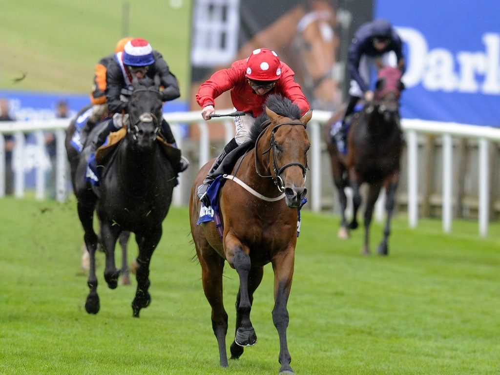 Just like old times: Paul Hanagan gives Mayson his head and drives the 20-1 shot to victory in the July Cup for his long-time boss Richard Fahey