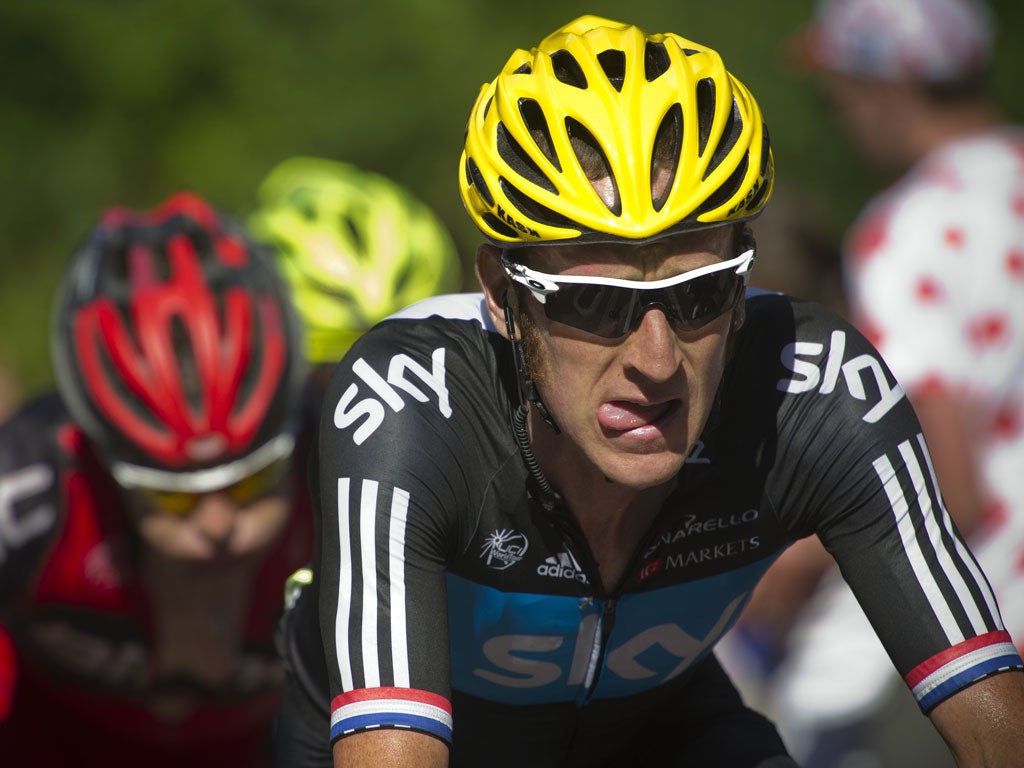 Wiggins concentrating during stage seven of twenty