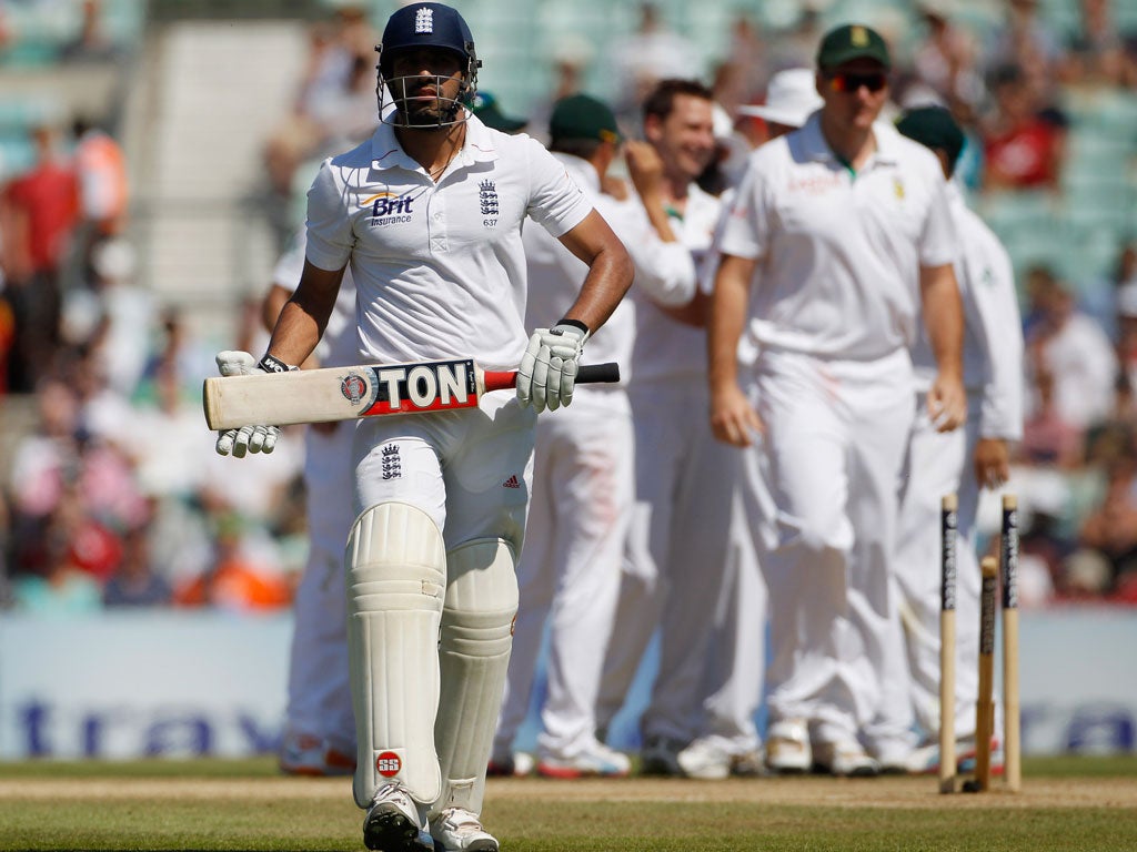 Ravi Bopara is dismissed in the first Test