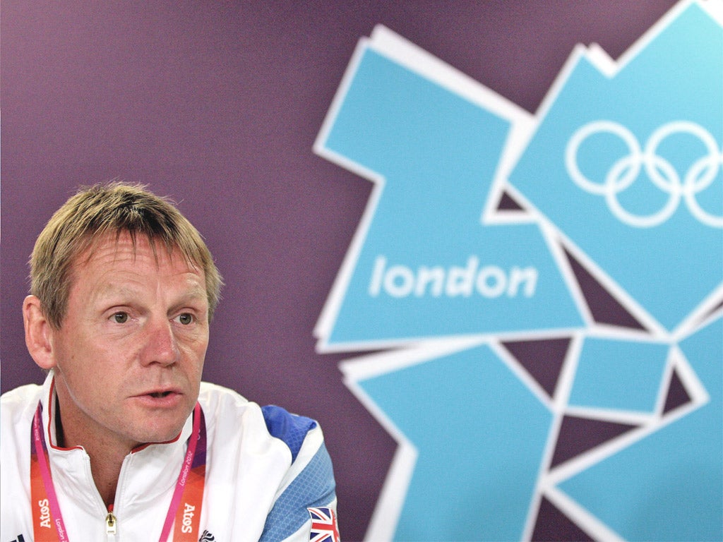 Stuart Pearce in splendid isolation at yesterday's briefing