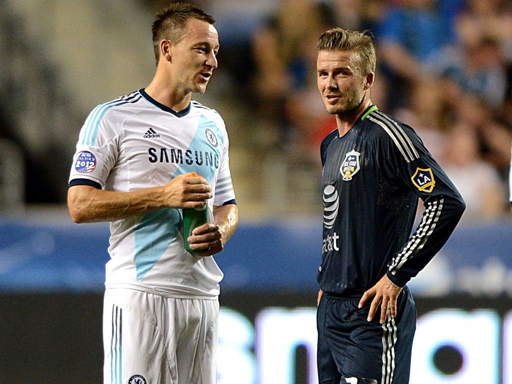 John Terry and David Beckham on Wednesday night