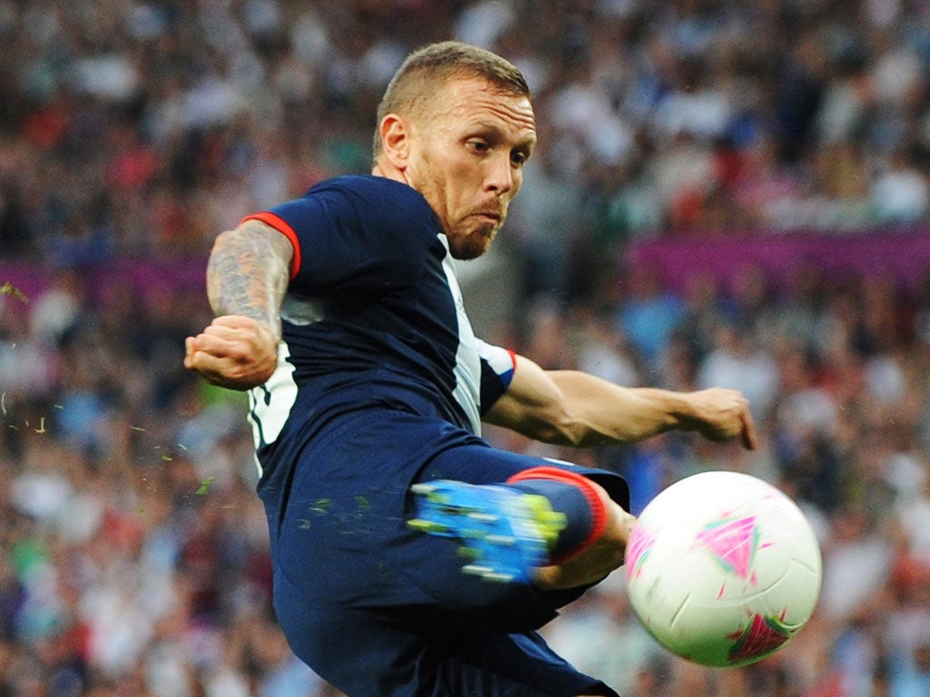 Craig Bellamy scores the opening goal for team GB