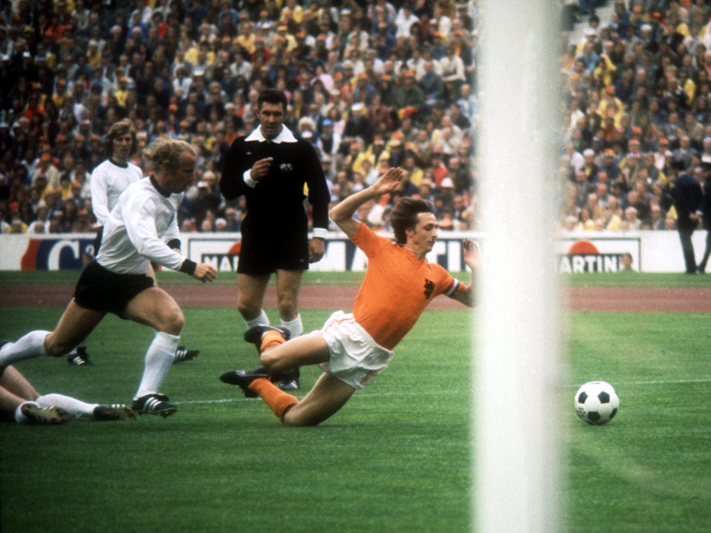 Referee Jack Taylor awards Dutch icon Johan Cruyff a penalty in the first minute of the 1974 World Cup final against Germany