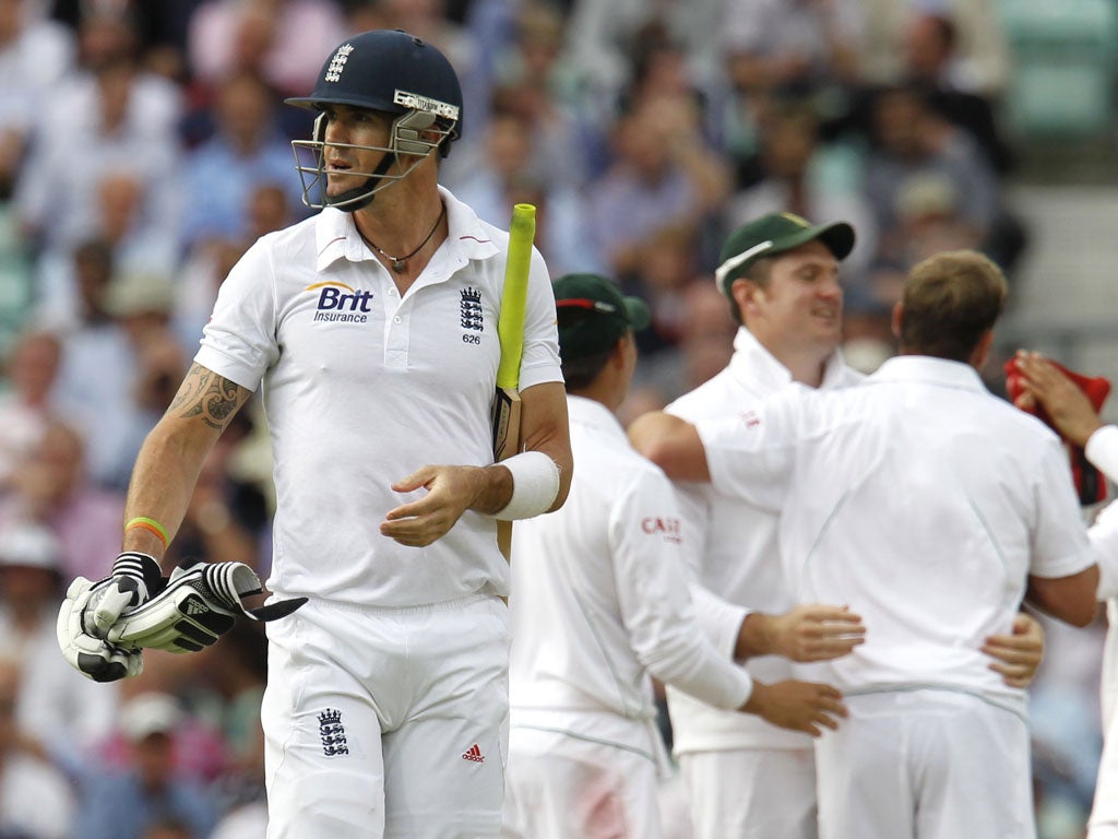 Kevin Pietersen trudges off after his working-over