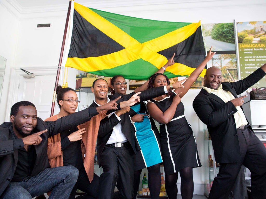 Dawn Butler, the former MP for Brent (second from right), joins staff and community workers at the Jamaican High Commission
in Kensington, west London
