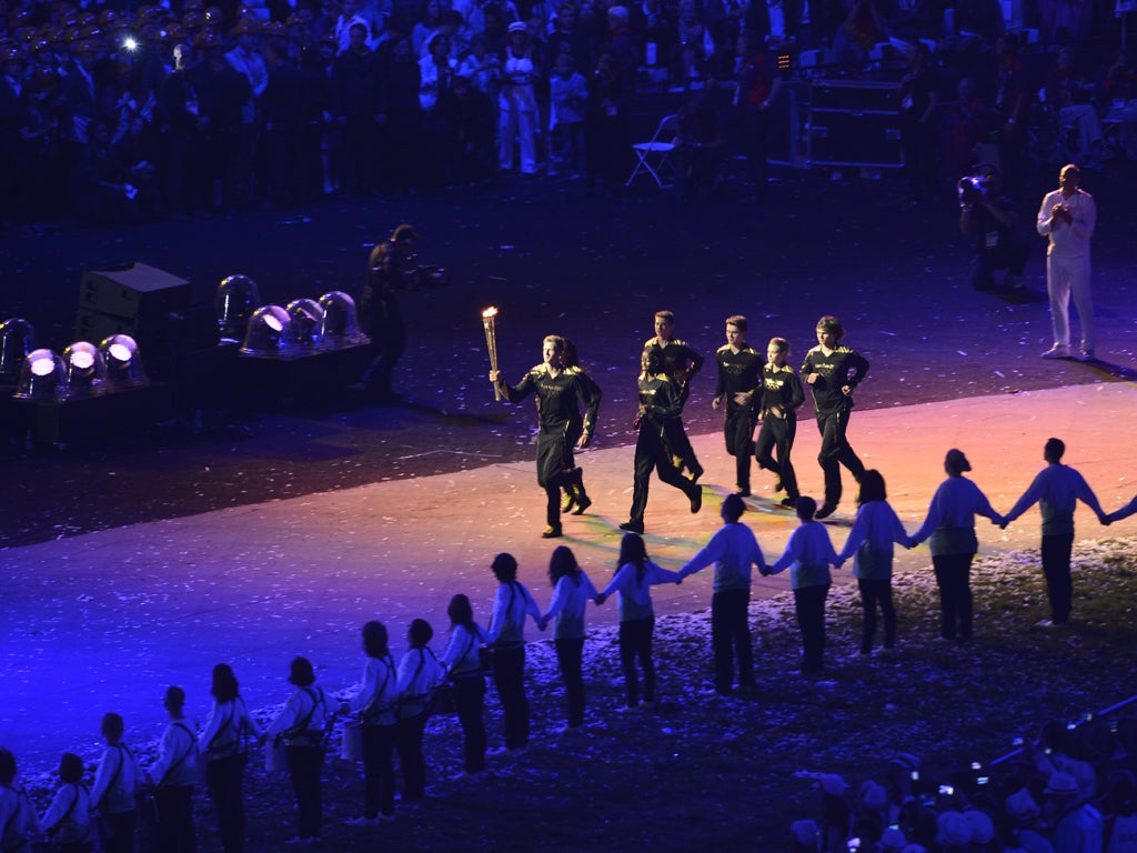 Young athletes lit the cauldron