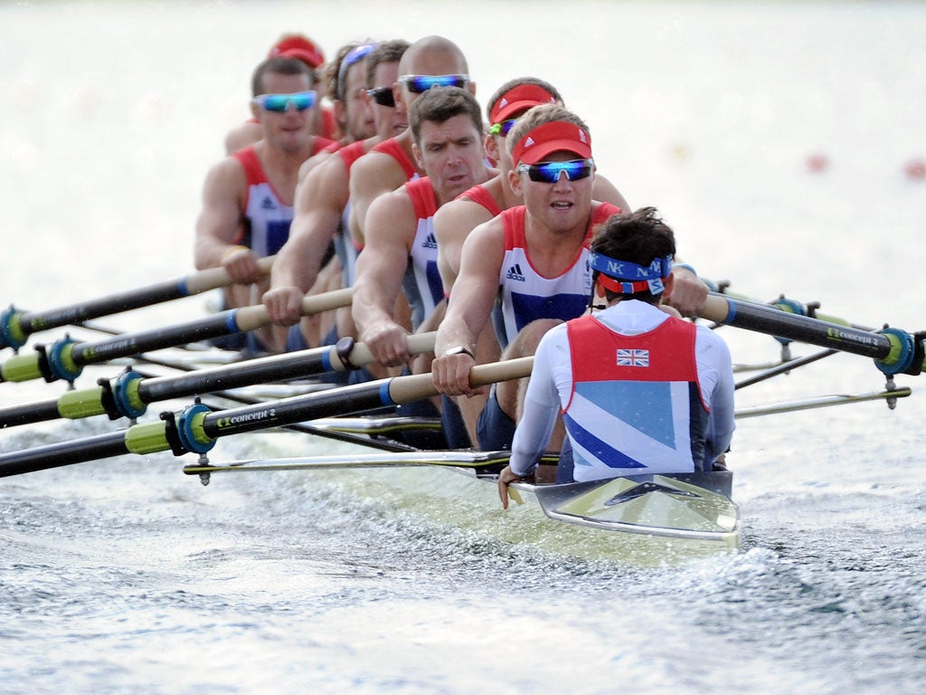 The new-look Great Britain crew made a fast start and quickly opened a three-quarter-length lead over reigning Olympic champions Canada to take control of the race