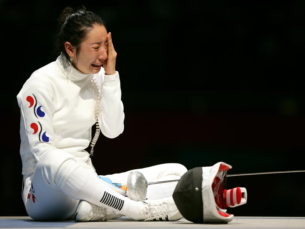 July 30, 2012: Shin Lam was left in tears after controversy in the fencing