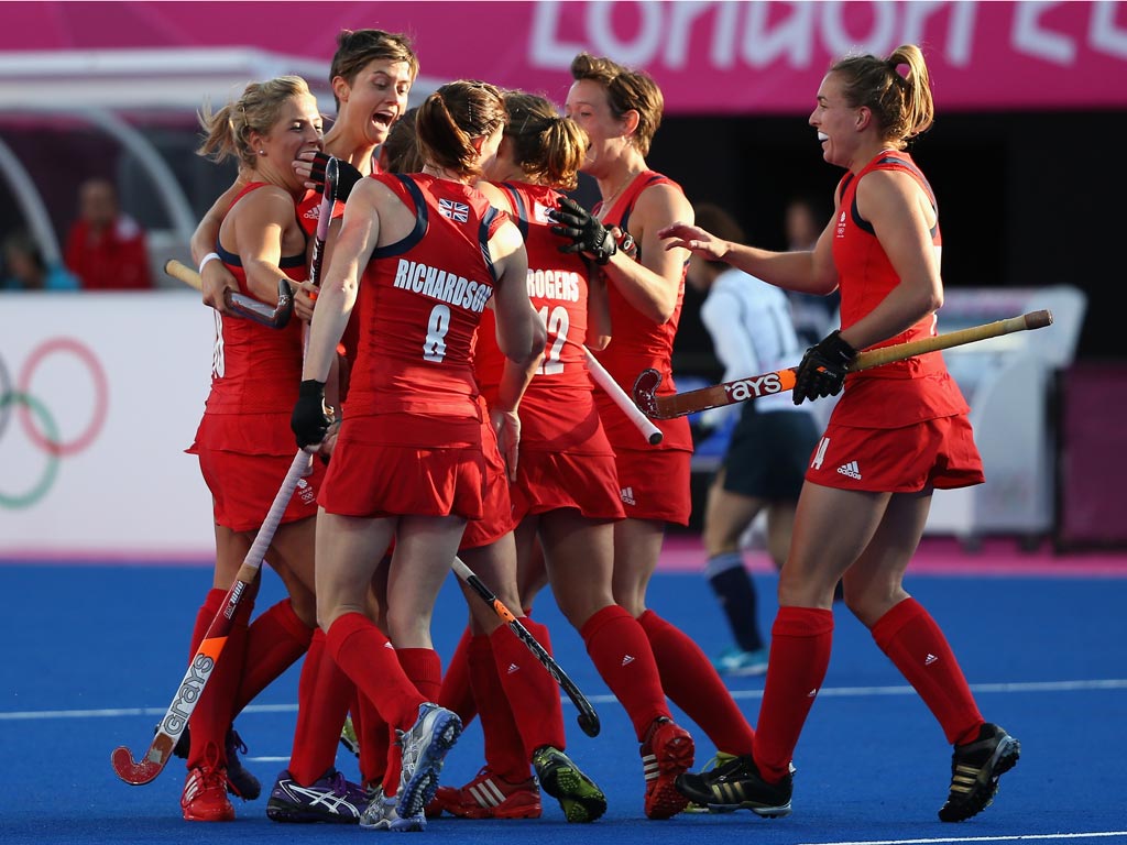 The Team GB hockey team in action