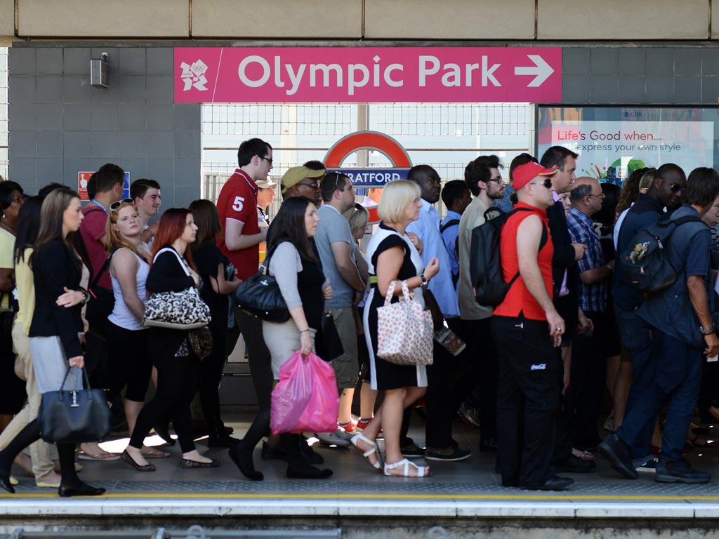 A view of the crowds at Stratford station