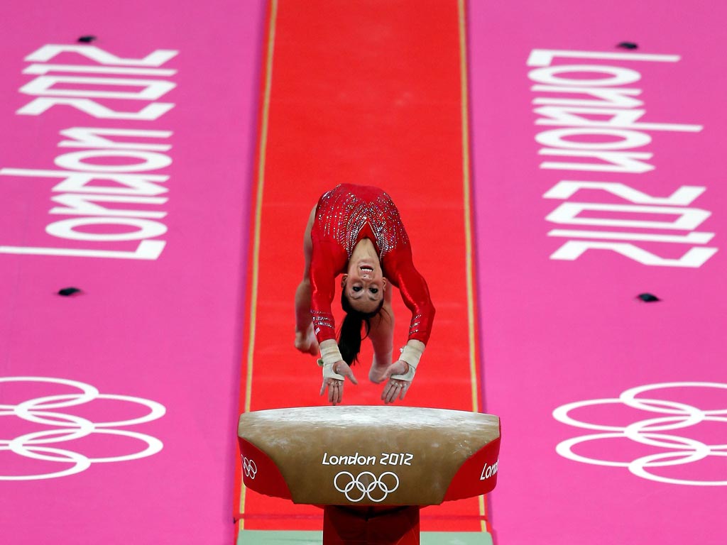 July 31, 2012: Jordyn Wieber of the United States of America competes on the vault in the Artistic Gymnastics Women's Team final.