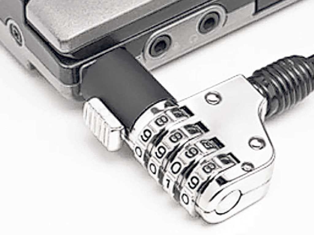 <p>1. Dial combination cable security laptop lock</p>
<p>£22.91, pclocks.co.uk</p>
<p>This is especially useful if you don't have access to a room safe. It has a combination lock that sticks into your laptop's USB port.</p>