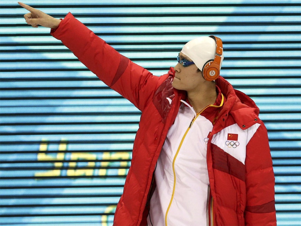 China's Sun Yang sporting a set of Dr Dre Beats headphones