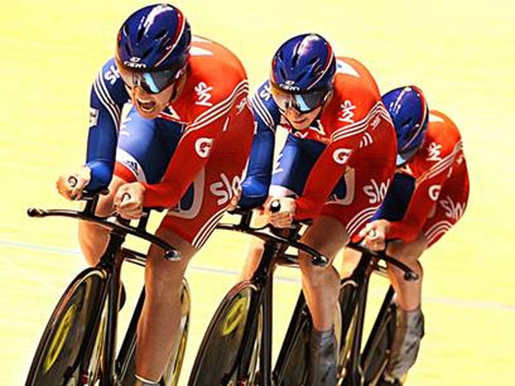 Dani King, Laura Trott and Joanna Rowsell (left to right)