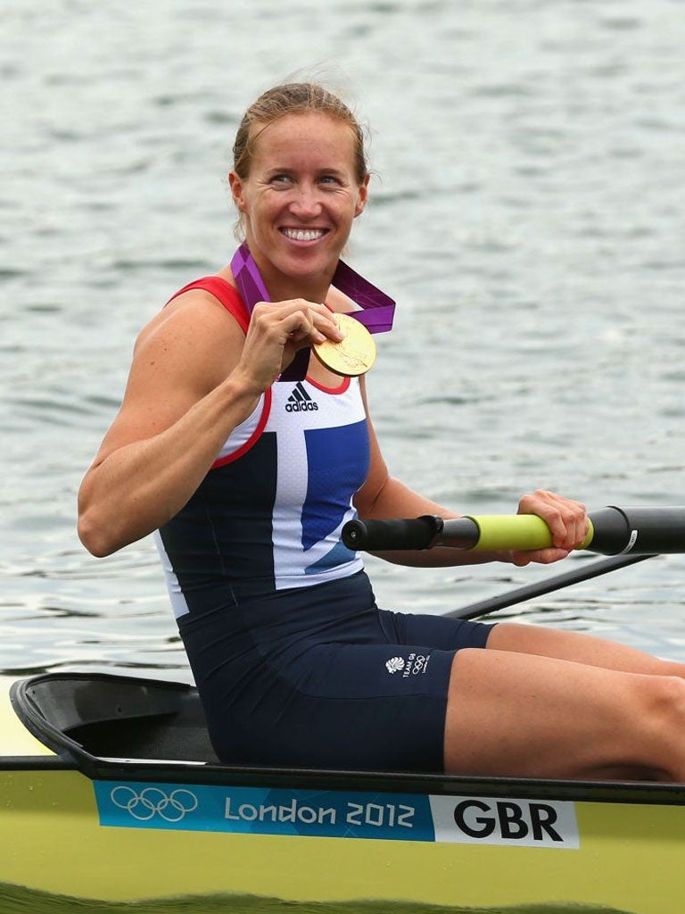 Helen Glover with her gold medal earlier today