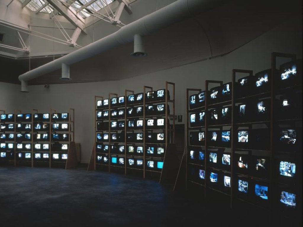 Dieter Roth's Solo Szenen (Solo Scenes), 1997/1998 features 148 video monitors