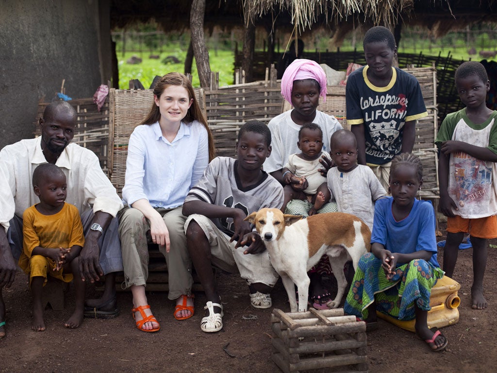 Aissatou Kanle is a 40-year-old father of eight, living in Kédougou (pictured here, far left, with the actress Bonnie Wright). He is a maize and rice farmer by trade but now works as a miner - a six-hour round trip from home - to feed his family, which he
