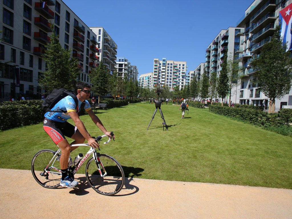 One of the outside spaces in the Athletes' Village