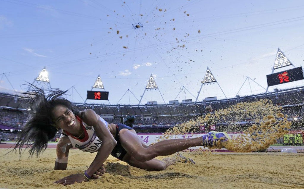 Yamile Aldama fell 31 cm short of a medal in the women’s triple
jump last night