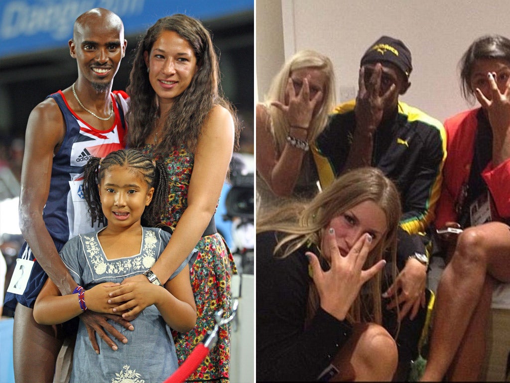 Love and other indoor sports: Mo Farah with wife Tania and daughter Rihanna; Usain Bolt and some of the Swedish handball team