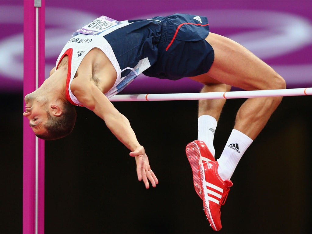 Robbie Grabarz on his way to winning high jump bronze last night