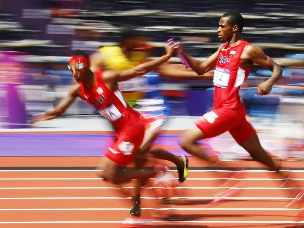 Mitchell ran the first leg of the men's 4x400m relay with a broken leg