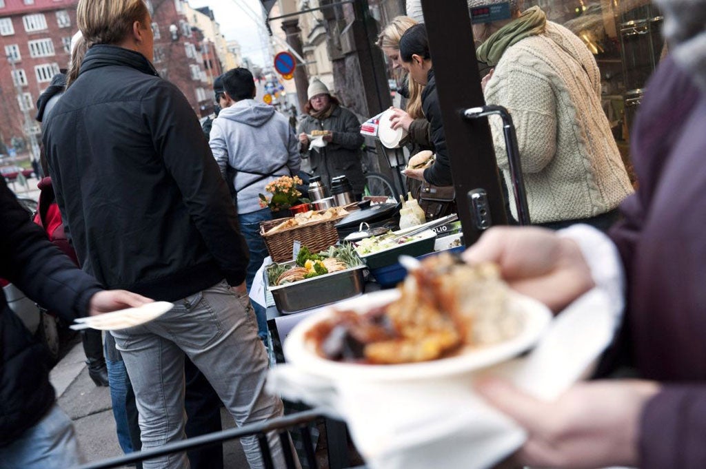 Snack attack: one of the impromptu food stalls