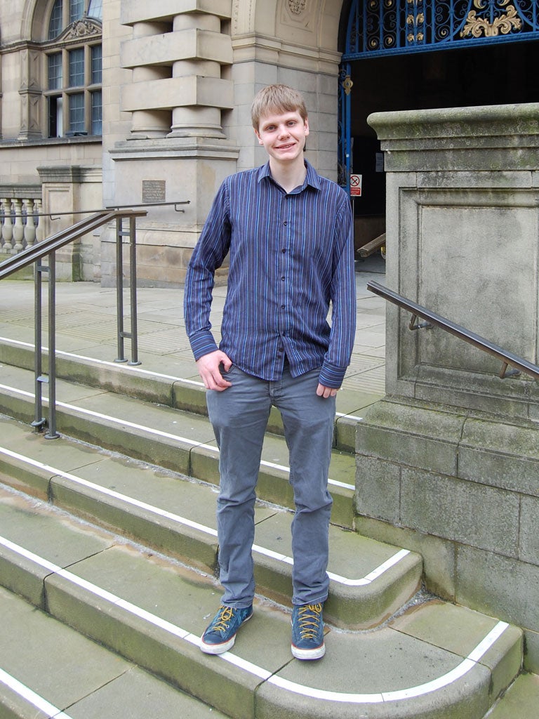 George Lindars-Hammond outside Sheffield Town Hall