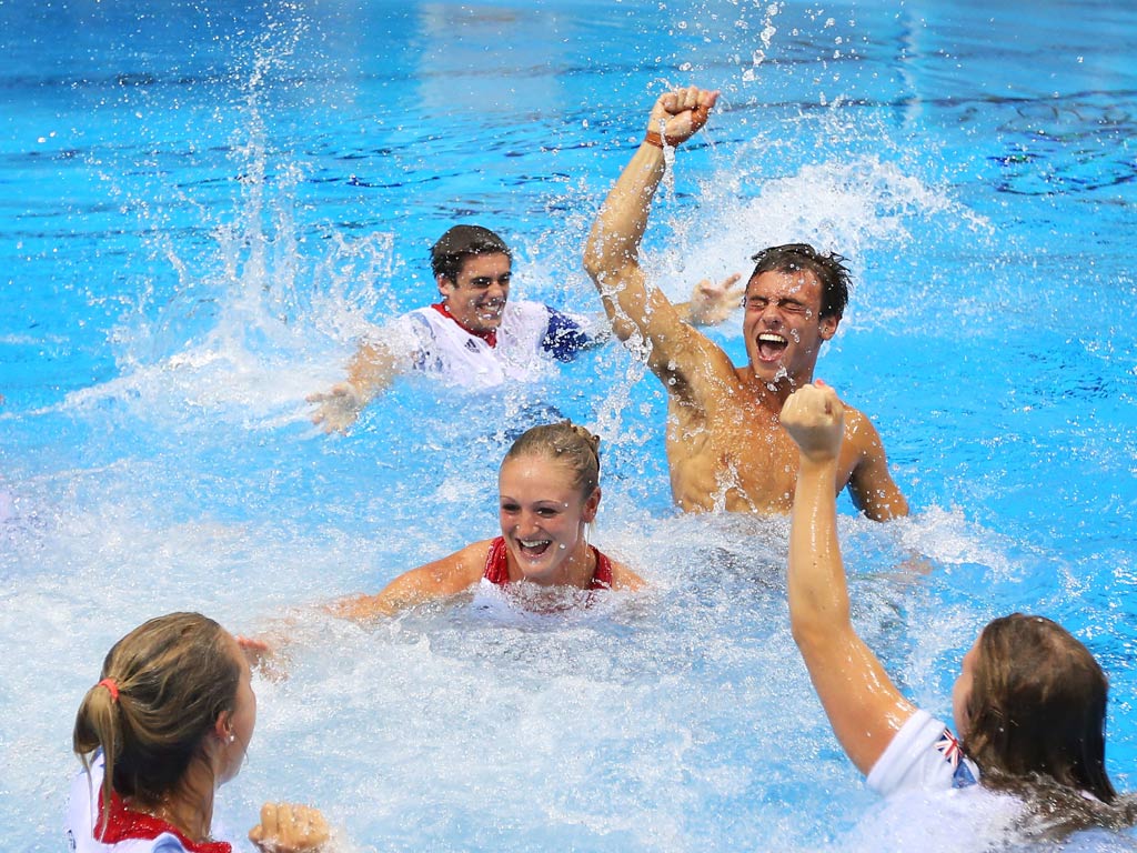 August 11, 2012: Tom Daley celebrates winning the bronze medal in the 10m platform