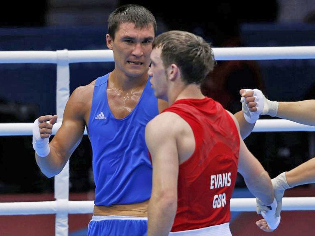 A dejected Freddie Evans after Kazakhstan’s Serik Sapiyev wins their gold medal clash